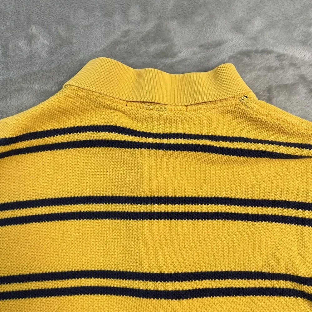 Vintage Polo Ralph Lauren Striped Polo Shirt Mens Large Yellow Logo Cotton EUC